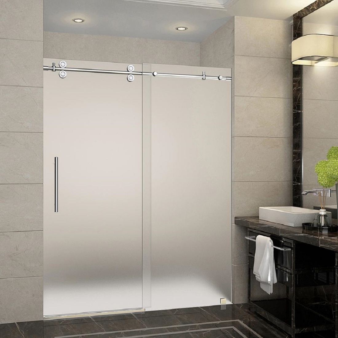 Top Quality 2 Fixed 1 Sliding Tempered Glass Water-Proof Shower Door